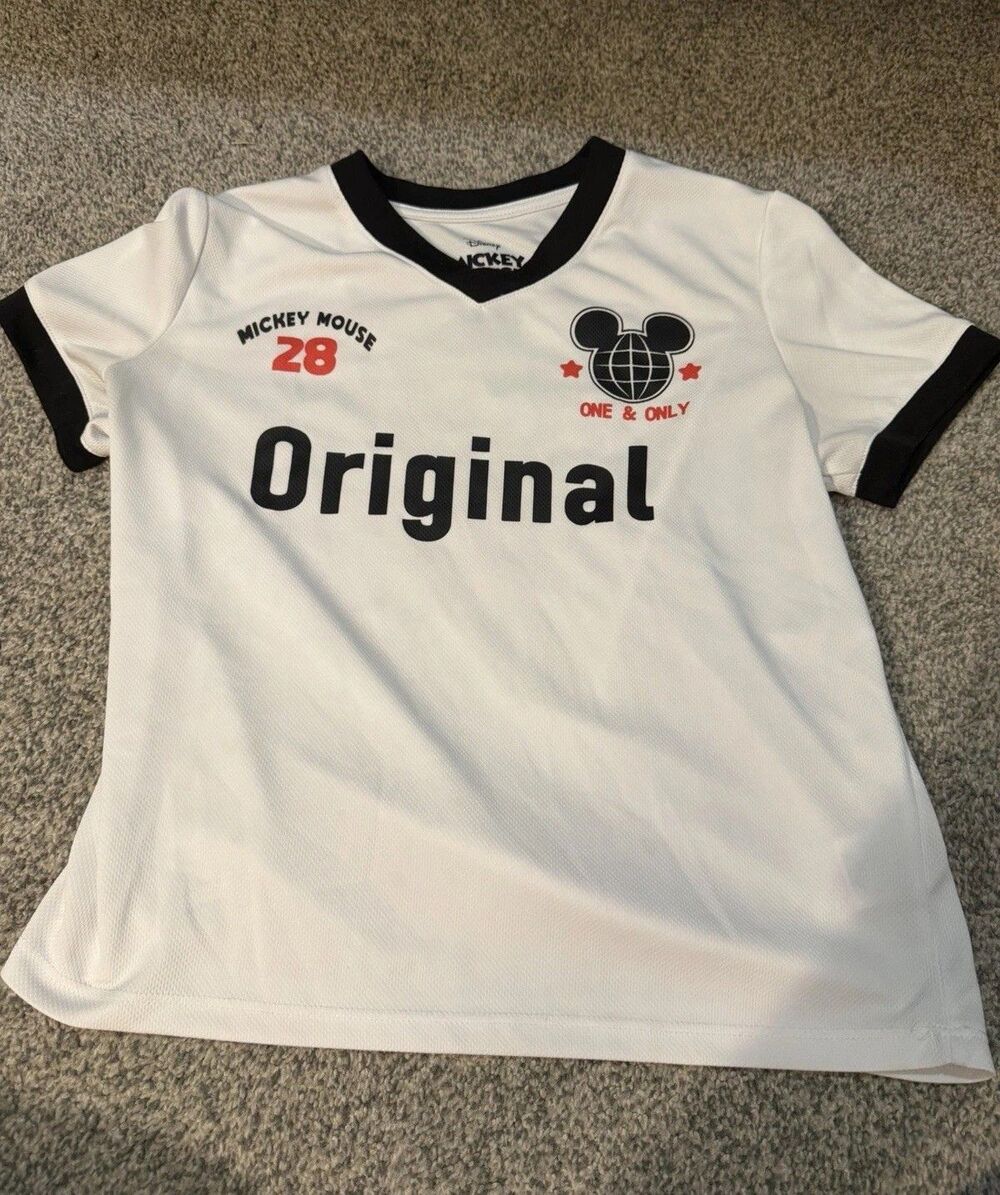 Disney Mickey Mouse Graphic T Shirt Womens XS White Athletic Jersey Top